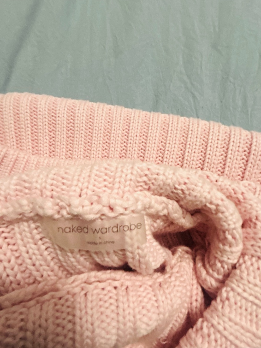 naked wardrobe Pale Pink Ribbed Knit Sweater